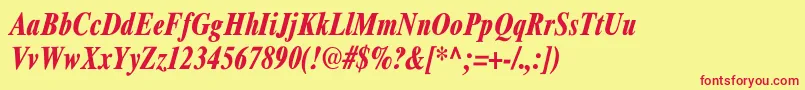 XeroxSerifNarrowBoldItalic Font – Red Fonts on Yellow Background