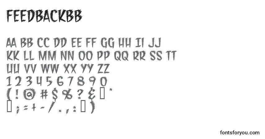 Czcionka FeedbackBb – alfabet, cyfry, specjalne znaki