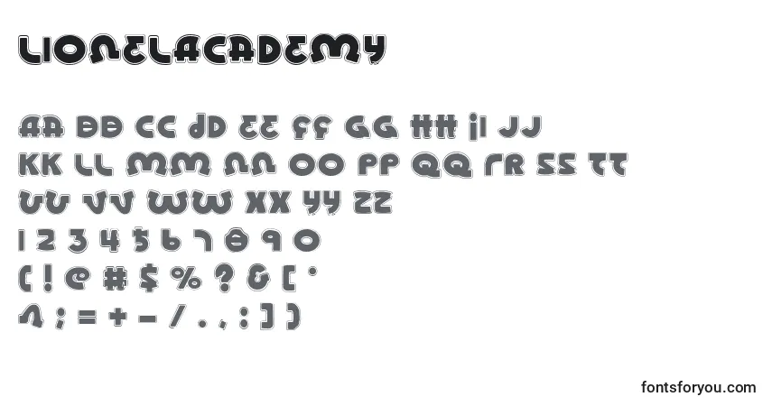 Schriftart LionelAcademy – Alphabet, Zahlen, spezielle Symbole