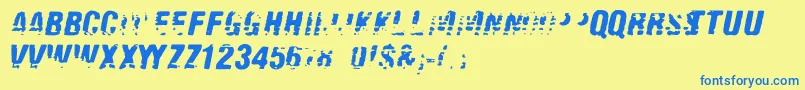 Old Fax Font – Blue Fonts on Yellow Background