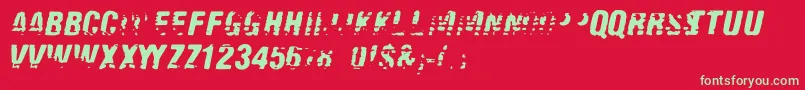 フォントOld Fax – 赤い背景に緑の文字