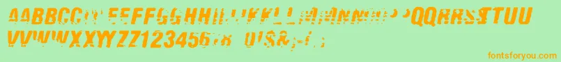 フォントOld Fax – オレンジの文字が緑の背景にあります。