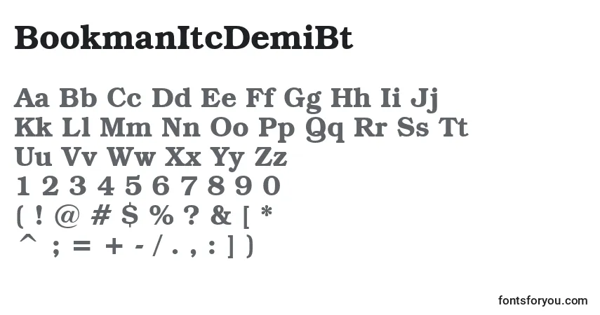 Шрифт BookmanItcDemiBt – алфавит, цифры, специальные символы