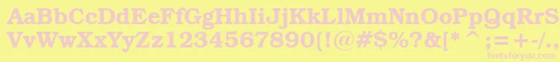 BookmanItcDemiBt-fontti – vaaleanpunaiset fontit keltaisella taustalla