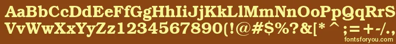 BookmanItcDemiBt-fontti – keltaiset fontit ruskealla taustalla