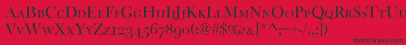 Fonte BaskervilleOldFaceCapsRegular – fontes pretas em um fundo vermelho