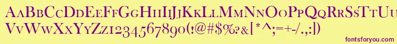 BaskervilleOldFaceCapsRegular Font – Purple Fonts on Yellow Background