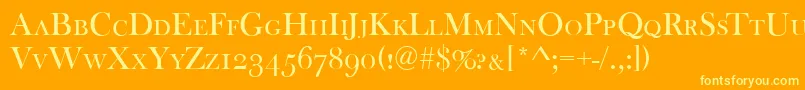 BaskervilleOldFaceCapsRegular-Schriftart – Gelbe Schriften auf orangefarbenem Hintergrund