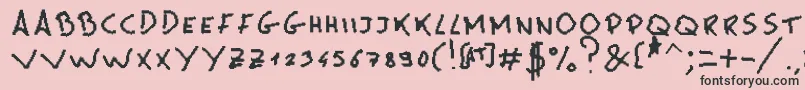 フォントMsPain – ピンクの背景に黒い文字