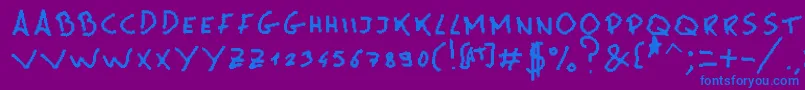 Czcionka MsPain – niebieskie czcionki na fioletowym tle