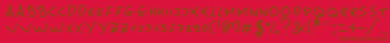 フォントMsPain – 赤い背景に茶色の文字