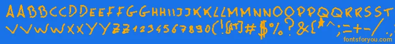 MsPain-Schriftart – Orangefarbene Schriften auf blauem Hintergrund