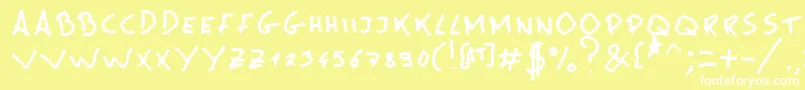 MsPain-Schriftart – Weiße Schriften auf gelbem Hintergrund