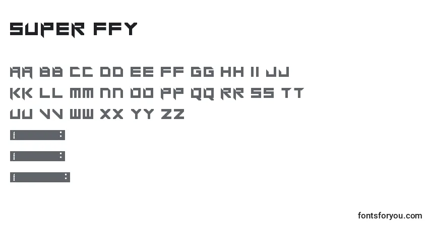 Fuente Super ffy - alfabeto, números, caracteres especiales