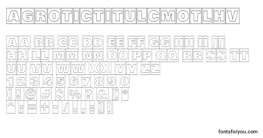 Fuente AGrotictitulcmotlhv - alfabeto, números, caracteres especiales