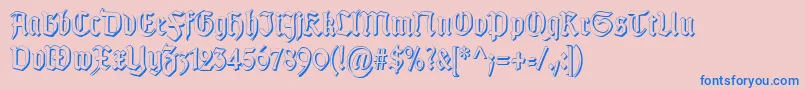 TypographergotischSchattenS-fontti – siniset fontit vaaleanpunaisella taustalla