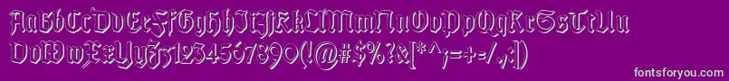 Fonte TypographergotischSchattenS – fontes verdes em um fundo violeta