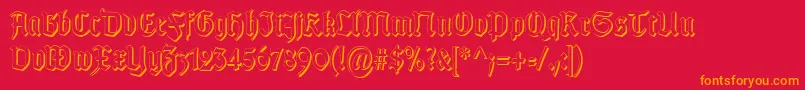 TypographergotischSchattenS-Schriftart – Orangefarbene Schriften auf rotem Hintergrund