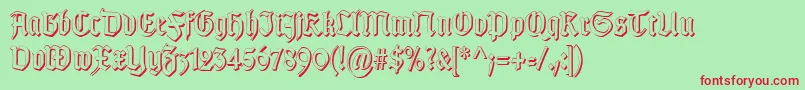 フォントTypographergotischSchattenS – 赤い文字の緑の背景