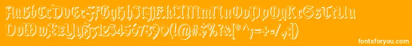 TypographergotischSchattenS-Schriftart – Weiße Schriften auf orangefarbenem Hintergrund