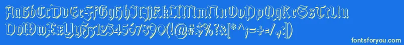 TypographergotischSchattenS-Schriftart – Gelbe Schriften auf blauem Hintergrund