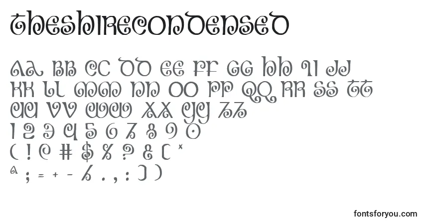 A fonte TheShireCondensed – alfabeto, números, caracteres especiais