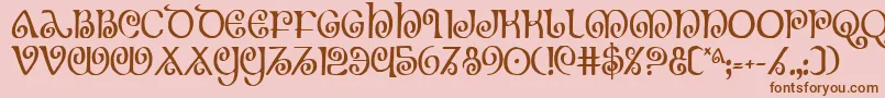 Fonte TheShireCondensed – fontes marrons em um fundo rosa