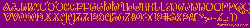 Fonte TheShireCondensed – fontes laranjas em um fundo violeta