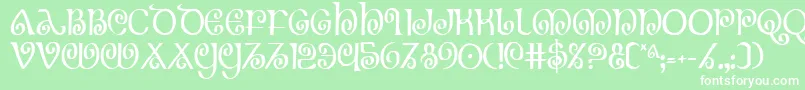 Czcionka TheShireCondensed – białe czcionki na zielonym tle