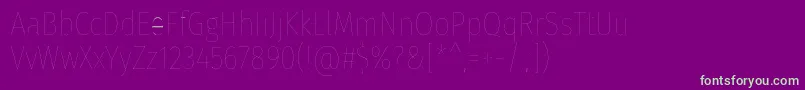 FirasanscondensedFour-Schriftart – Grüne Schriften auf violettem Hintergrund