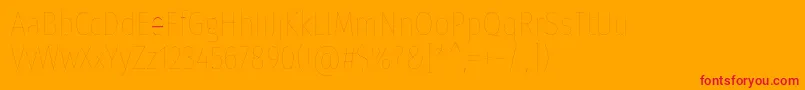 FirasanscondensedFour-Schriftart – Rote Schriften auf orangefarbenem Hintergrund