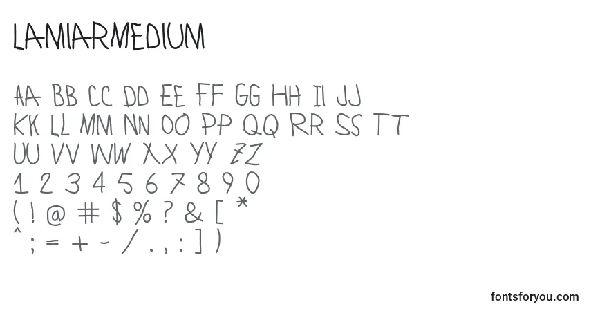 A fonte LamiarMedium – alfabeto, números, caracteres especiais
