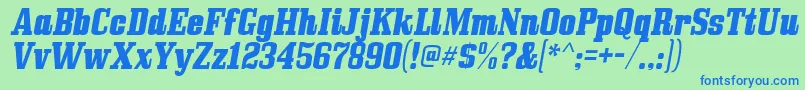 Bullpen Italic Font – Blue Fonts on Green Background