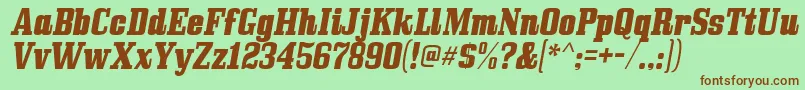 Bullpen Italic Font – Brown Fonts on Green Background