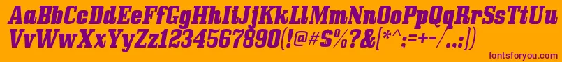 Bullpen Italic Font – Purple Fonts on Orange Background