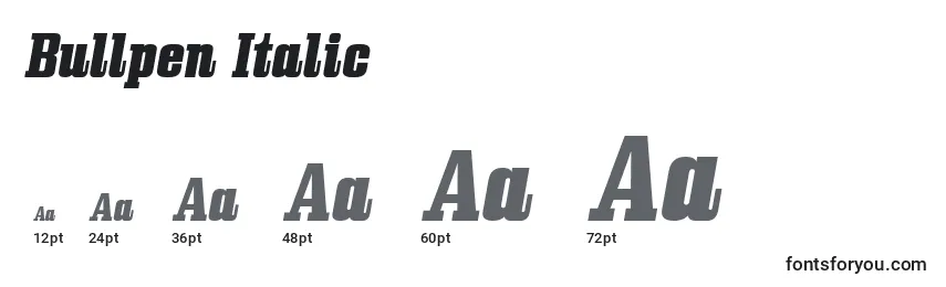 Größen der Schriftart Bullpen Italic