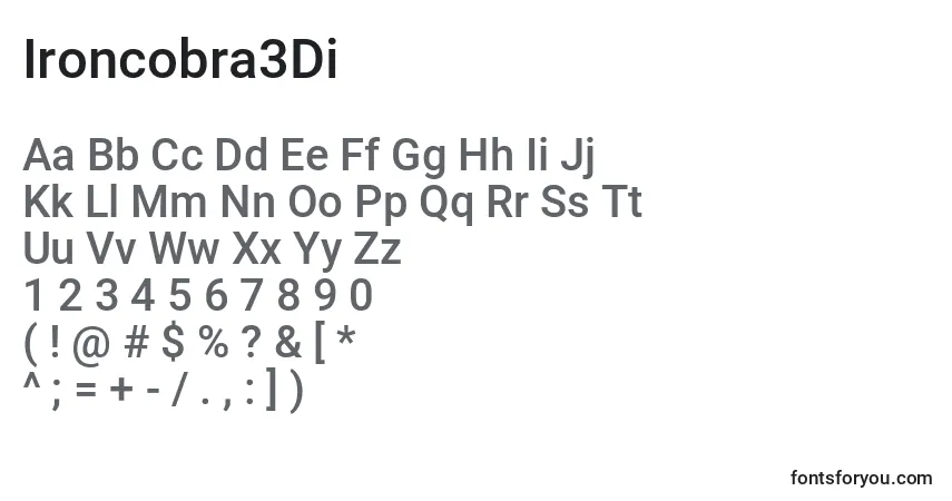 Schriftart Ironcobra3Di – Alphabet, Zahlen, spezielle Symbole