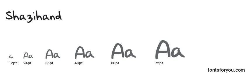 Shazihand Font Sizes