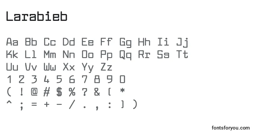 Czcionka Larabieb – alfabet, cyfry, specjalne znaki