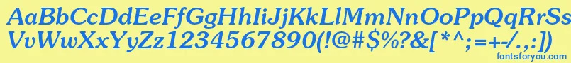 SouvenirstdMediumitalic Font – Blue Fonts on Yellow Background