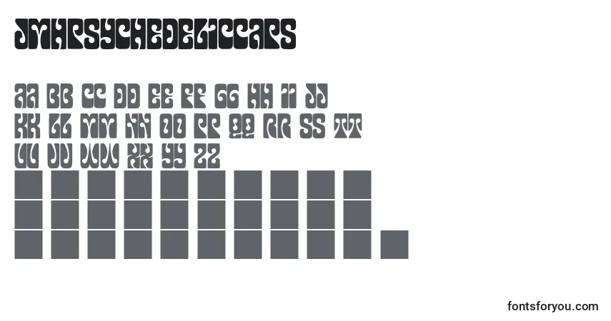 Schriftart JmhPsychedelicCaps – Alphabet, Zahlen, spezielle Symbole