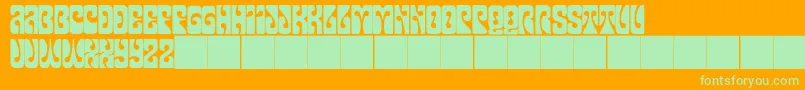 JmhPsychedelicCaps-Schriftart – Grüne Schriften auf orangefarbenem Hintergrund