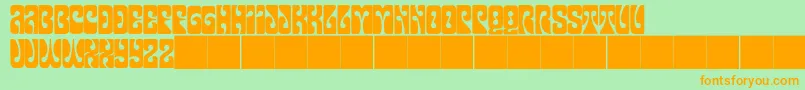 JmhPsychedelicCaps-Schriftart – Orangefarbene Schriften auf grünem Hintergrund