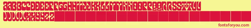 JmhPsychedelicCaps Font – Red Fonts on Yellow Background