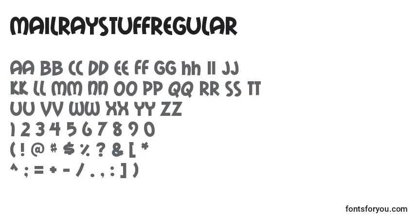 A fonte MailraystuffRegular – alfabeto, números, caracteres especiais