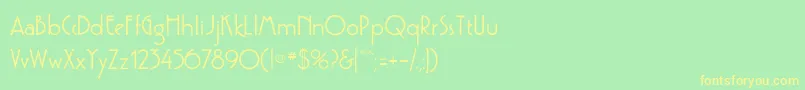 Weitere Informationen zur GatsbyflfBold-Schriftart GatsbyflfBold-Schriftart – Gelbe Schriften auf grünem Hintergrund