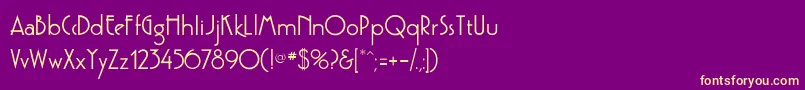 Fonte GatsbyflfBold – fontes amarelas em um fundo roxo