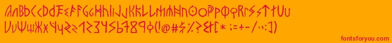 Vinland-Schriftart – Rote Schriften auf orangefarbenem Hintergrund