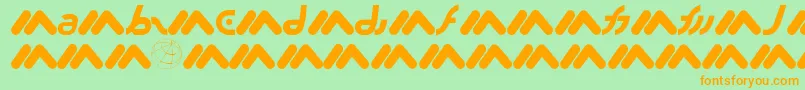 フォントMacromx – オレンジの文字が緑の背景にあります。
