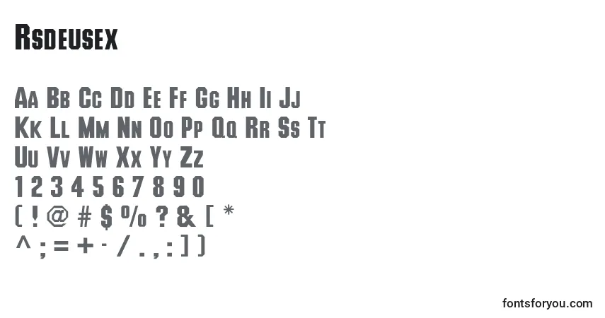 Czcionka Rsdeusex – alfabet, cyfry, specjalne znaki